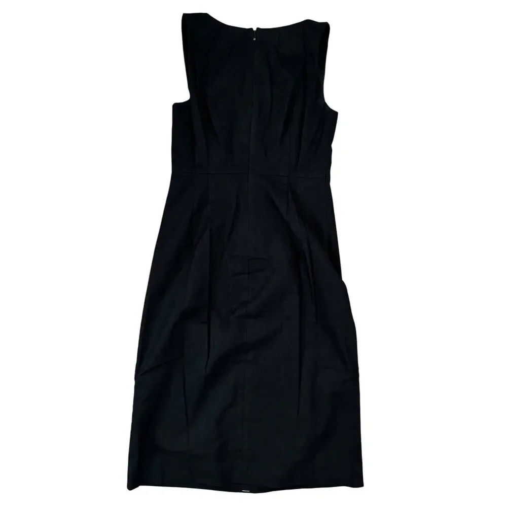 J.Crew Linen Cotton Blend Old Money Button Front Midi Dress Black 0